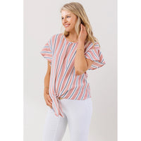 Stripe Flutter Sleeve Blouse - Yo Mama Maternity