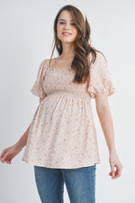 Smocked Floral Puff Sleeve Top