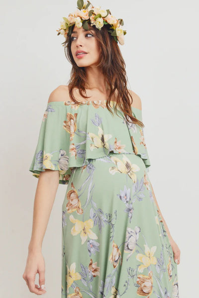 Floral Off The Shoulder Maxi - Yo Mama Maternity