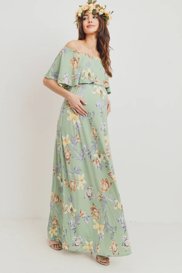 Floral Off The Shoulder Maxi - Yo Mama Maternity
