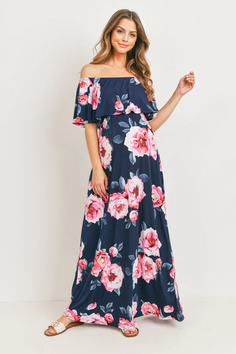 Floral Off The Shoulder Maxi Yo Mama Maternity