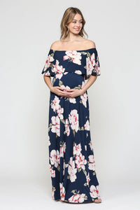 Floral Off The Shoulder Maxi - Yo Mama Maternity