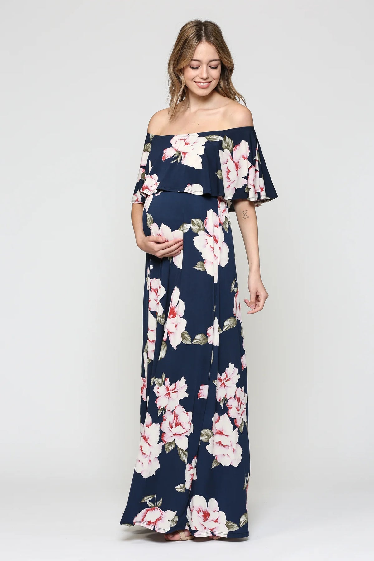 Floral Off The Shoulder Maxi - Yo Mama Maternity