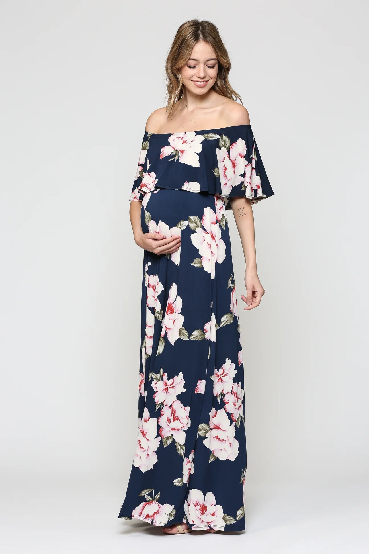 Floral Off The Shoulder Maxi - Yo Mama Maternity