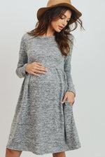 LS Pleated Aline Tunic Dress - Yo Mama Maternity