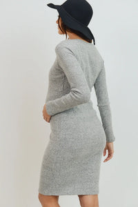 LS Ribbed Sweater Dress
