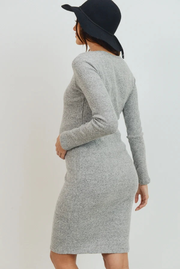 LS Ribbed Sweater Dress
