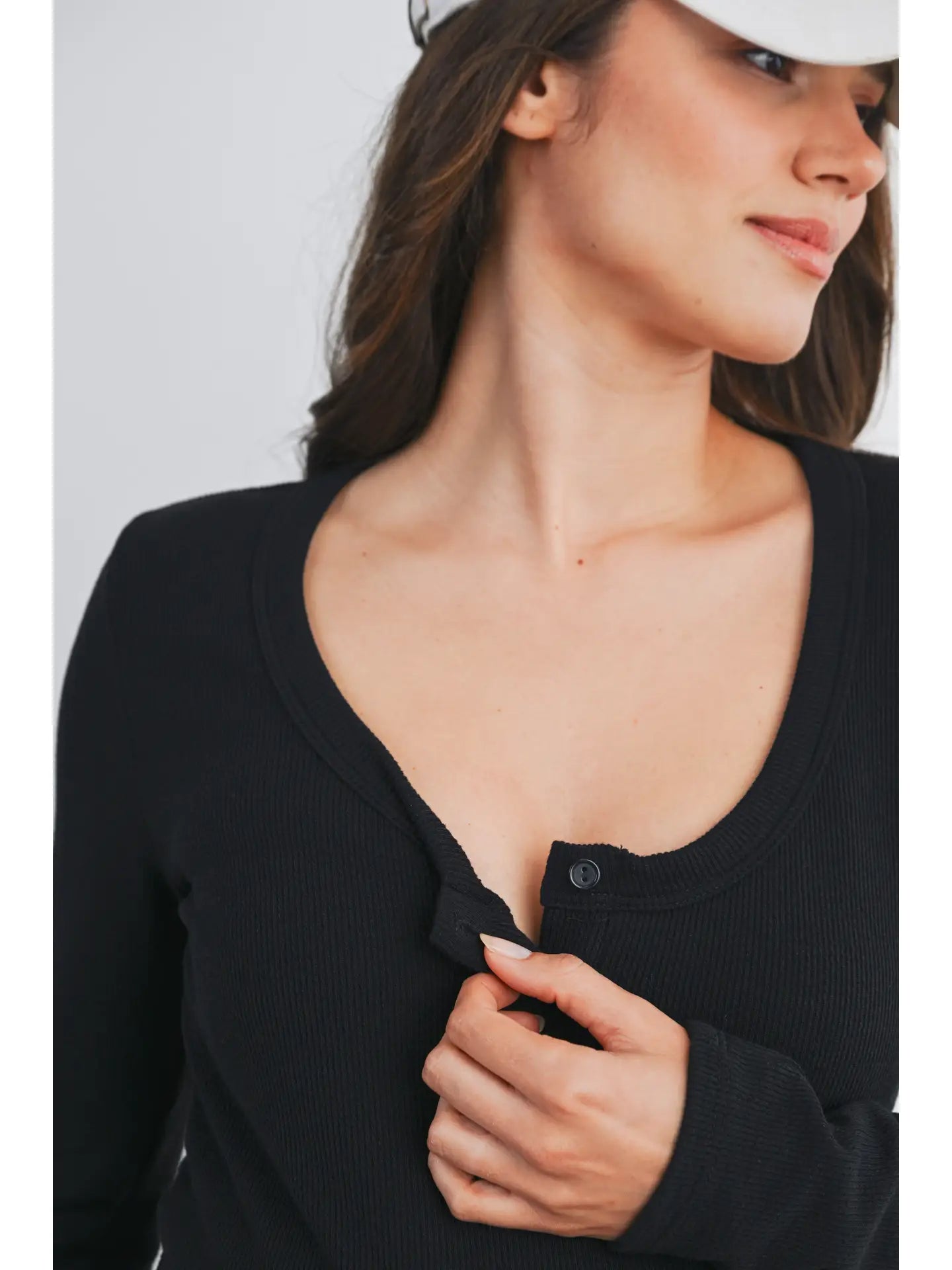 Tara Ribbed Button Henley - Yo Mama Maternity