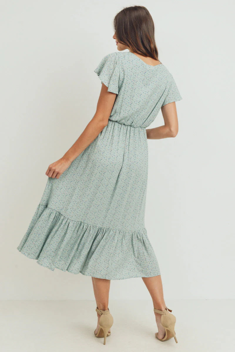 Flutter Sleeve VNeck Dress - Yo Mama Maternity