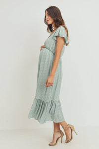 Flutter Sleeve VNeck Dress - Yo Mama Maternity