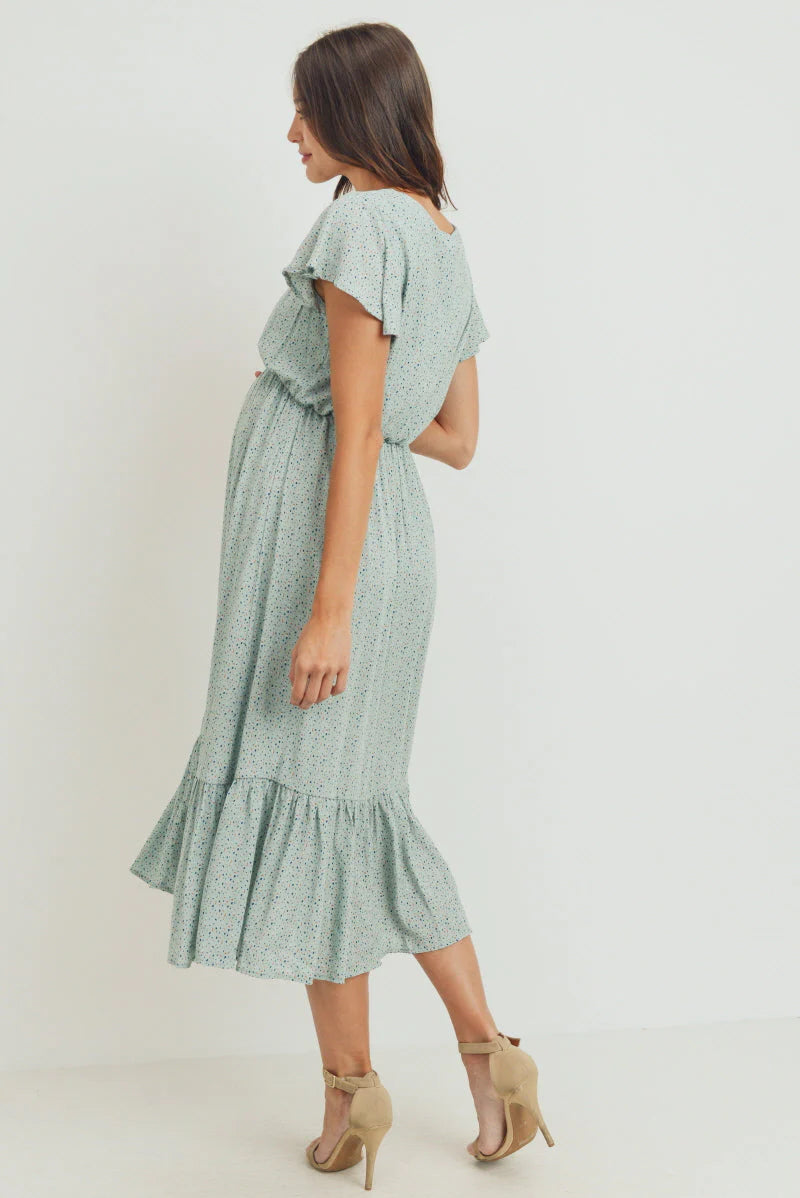Flutter Sleeve VNeck Dress - Yo Mama Maternity