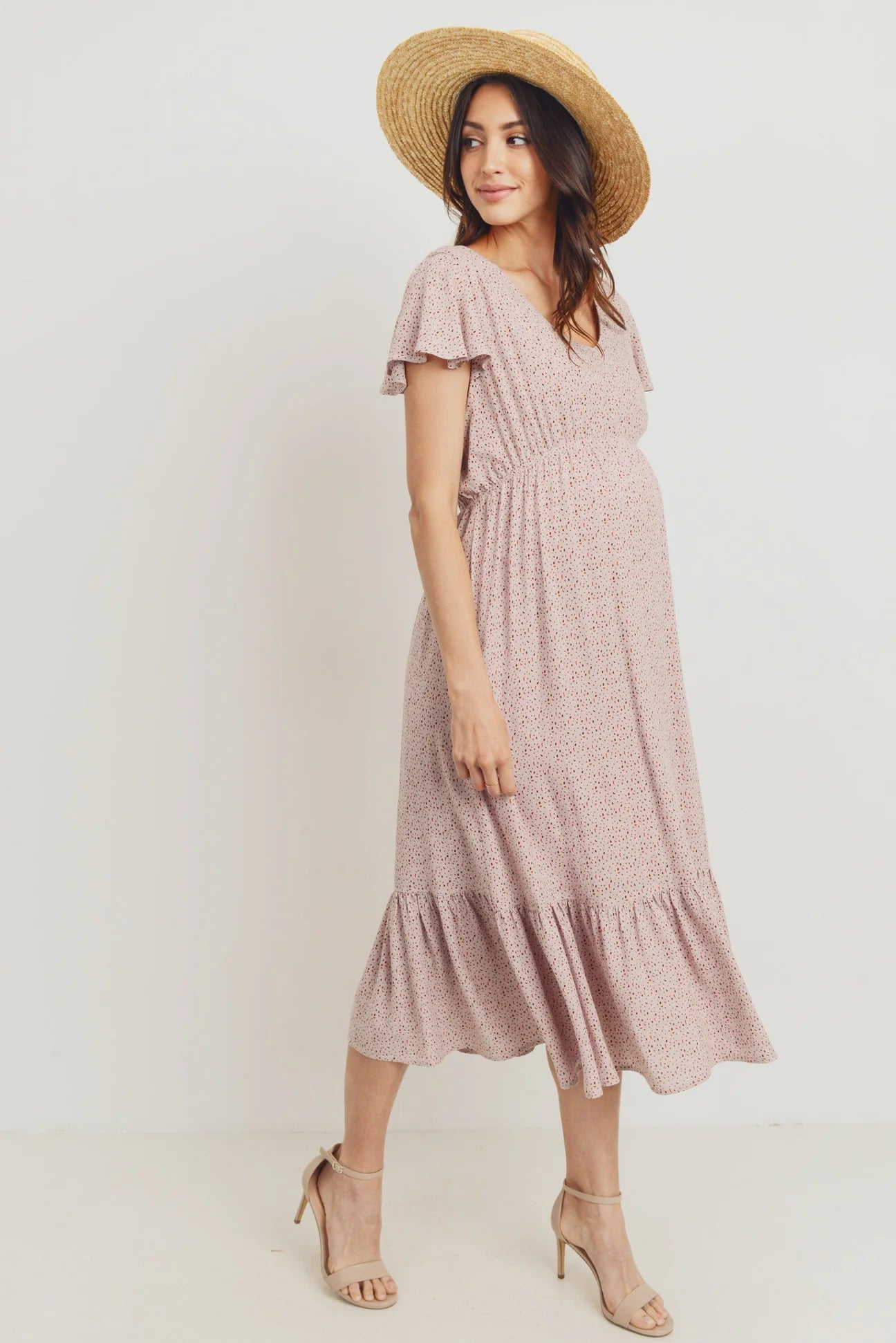 Flutter Sleeve VNeck Dress - Yo Mama Maternity
