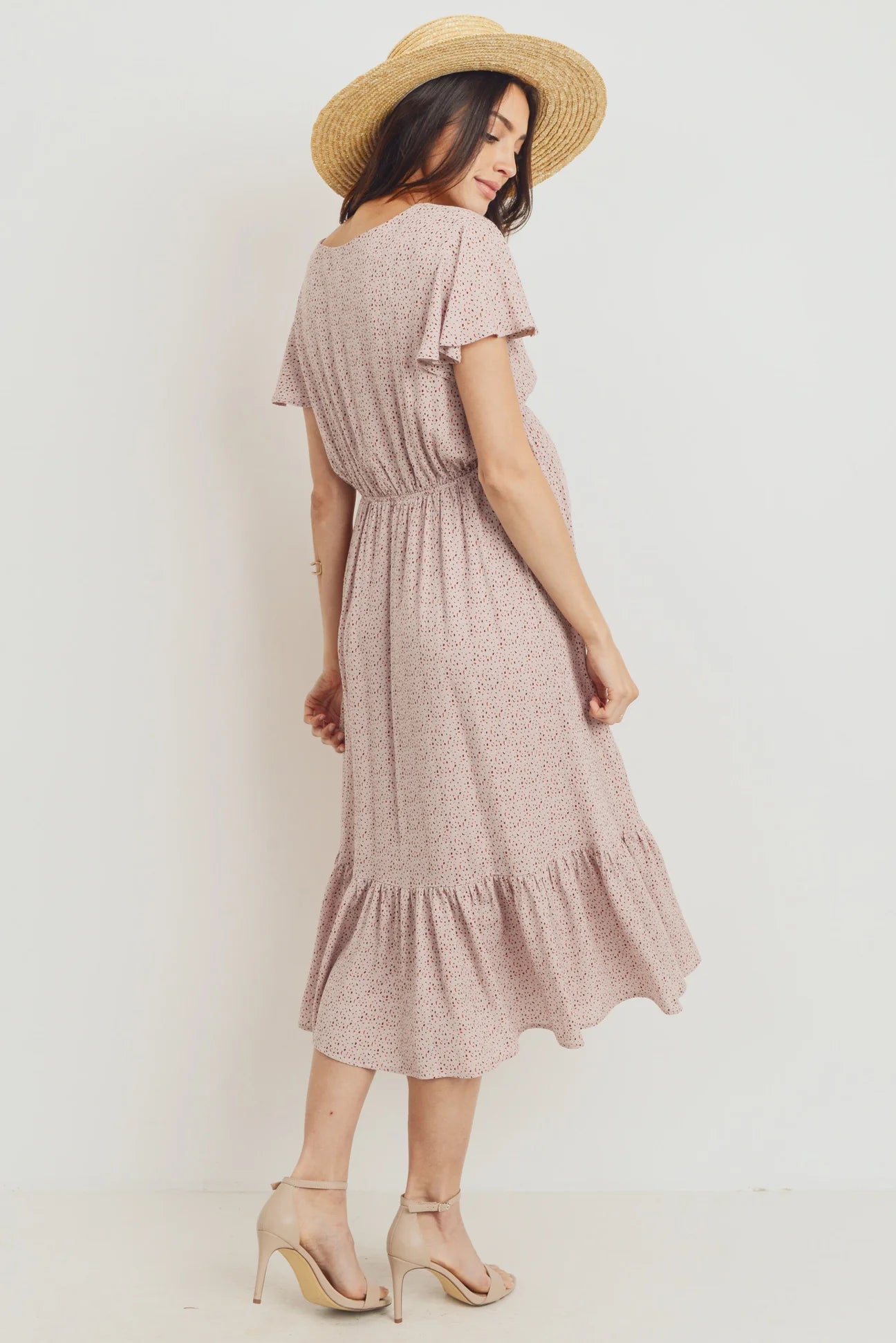 Flutter Sleeve VNeck Dress - Yo Mama Maternity