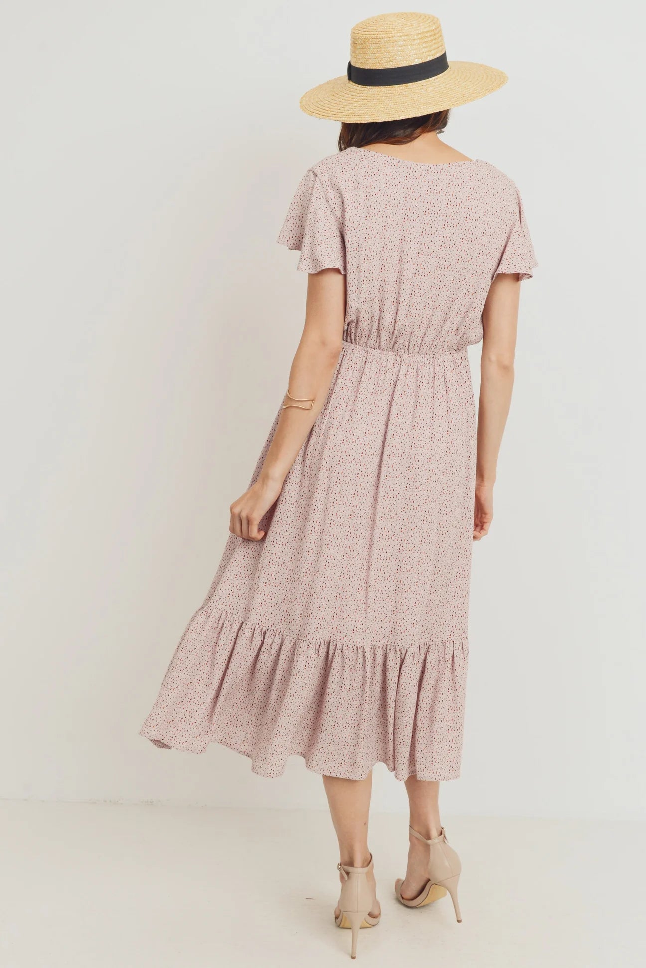 Flutter Sleeve VNeck Dress - Yo Mama Maternity