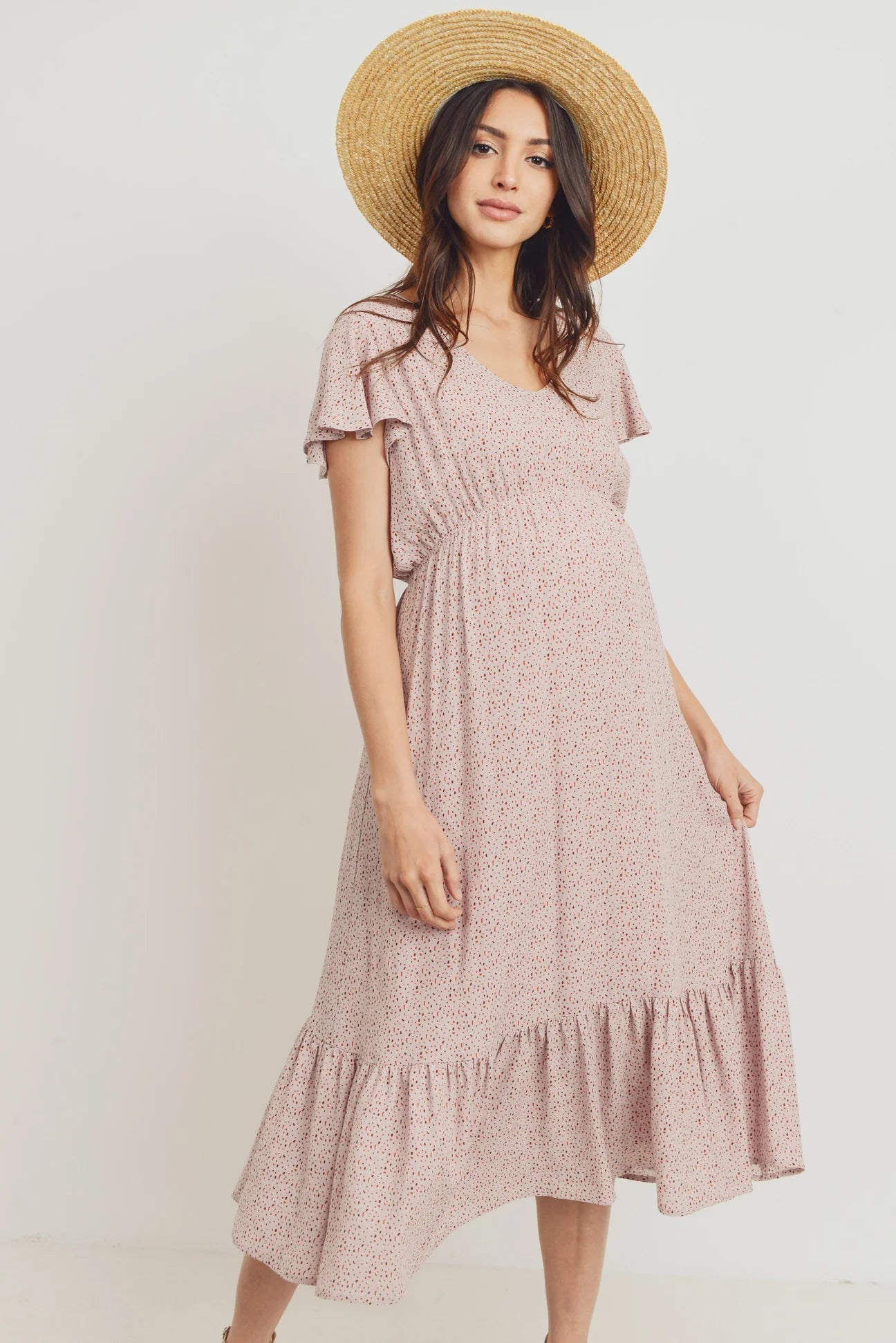 Flutter Sleeve VNeck Dress - Yo Mama Maternity