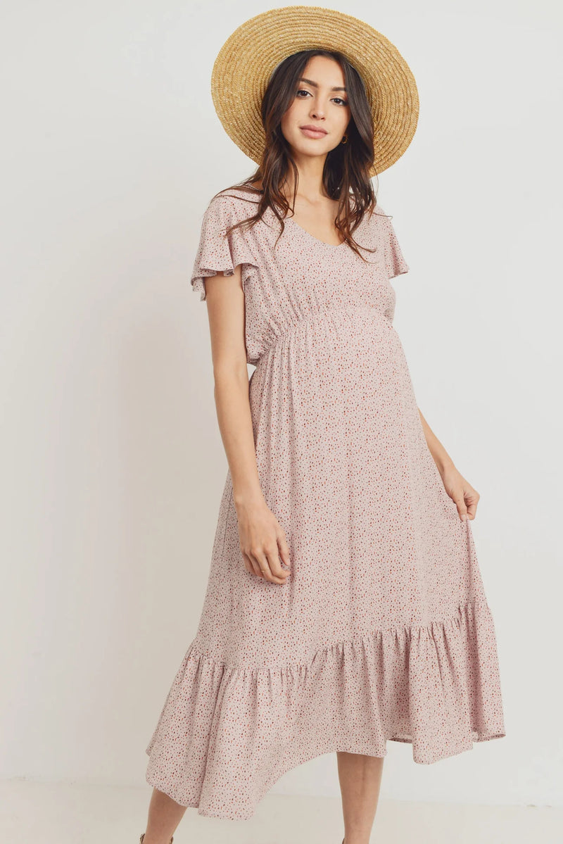 Flutter Sleeve VNeck Dress - Yo Mama Maternity
