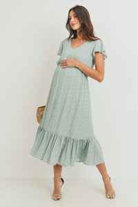 Flutter Sleeve VNeck Dress - Yo Mama Maternity