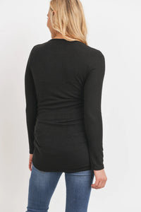 Ruched LS w/ Buttons - Yo Mama Maternity