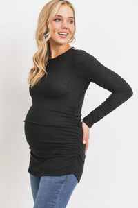 Ruched LS w/ Buttons - Yo Mama Maternity