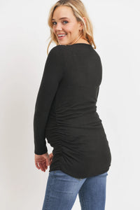 Ruched LS w/ Buttons - Yo Mama Maternity