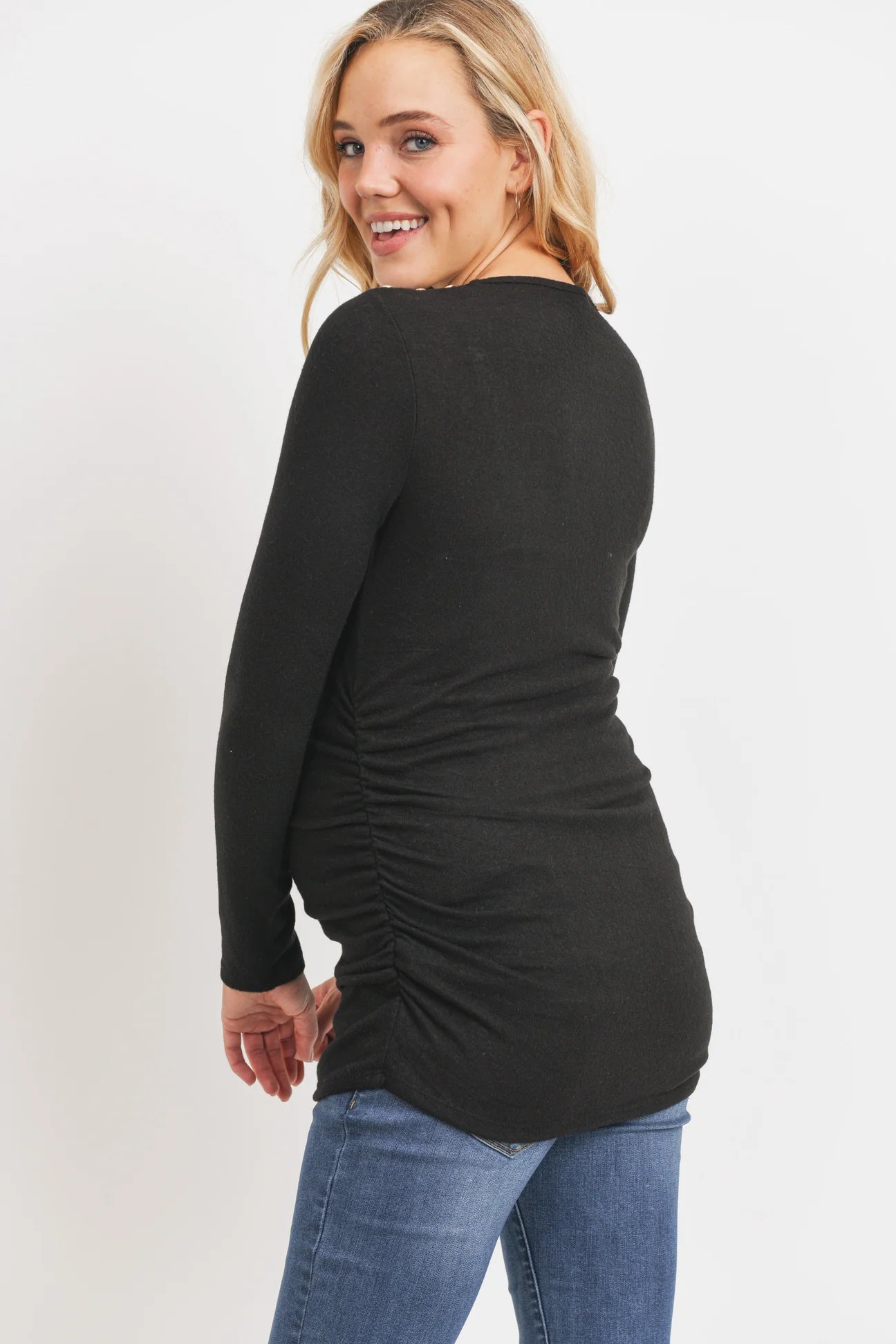 Ruched LS w/ Buttons - Yo Mama Maternity
