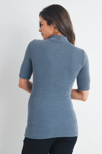 Jane Mock Neck Ribbed Top - Yo Mama Maternity