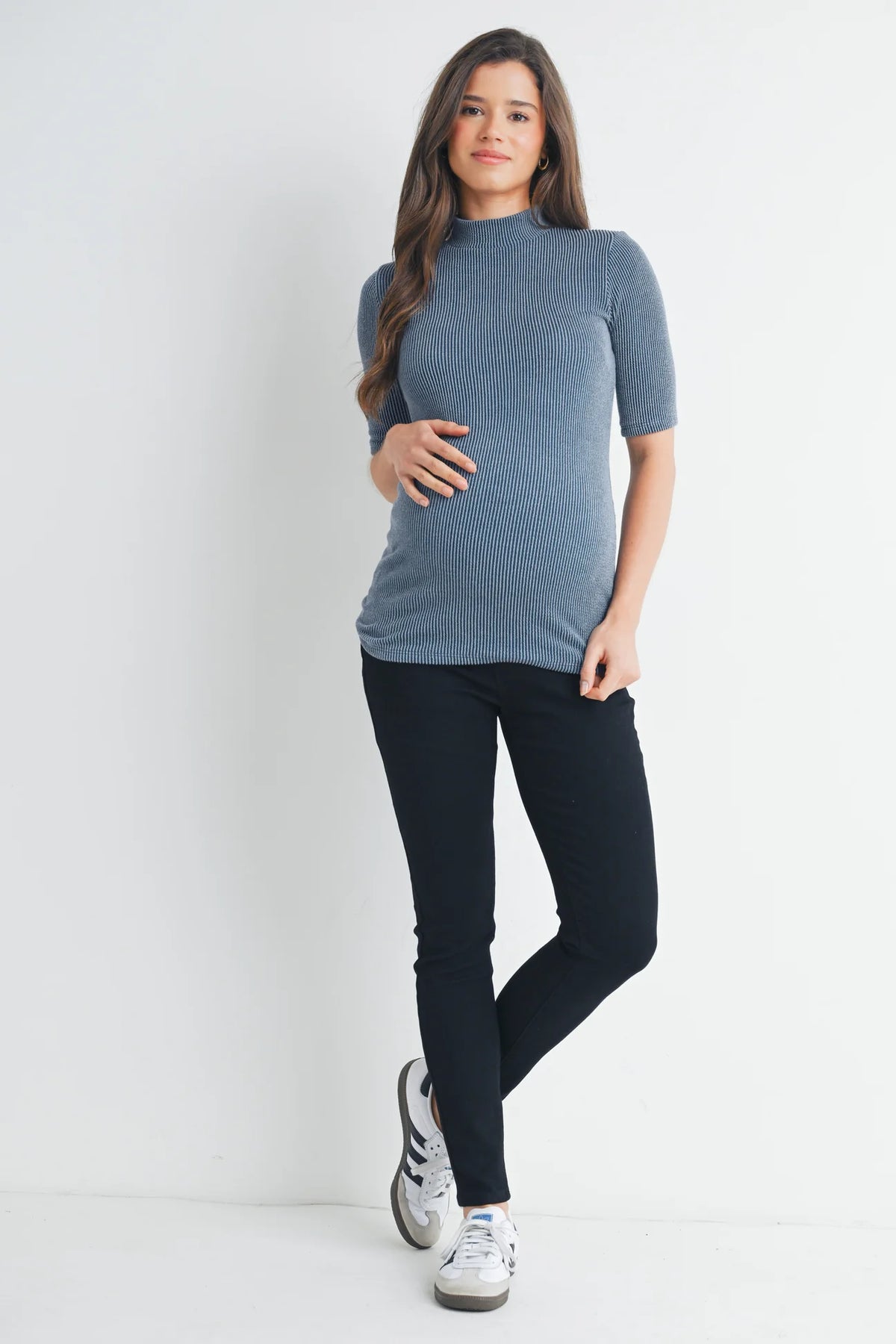 Jane Mock Neck Ribbed Top - Yo Mama Maternity