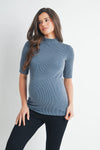 Jane Mock Neck Ribbed Top - Yo Mama Maternity