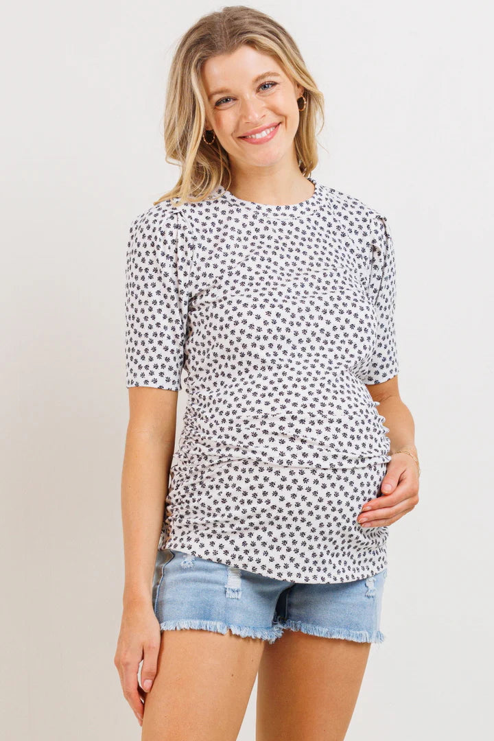 Floral Dot Puff Sleeve Tee