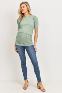 SS Crew Neck Ribbed Tee - Yo Mama Maternity