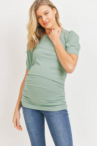 SS Crew Neck Ribbed Tee - Yo Mama Maternity
