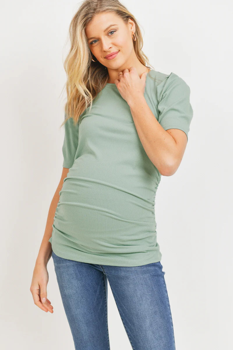SS Crew Neck Ribbed Tee - Yo Mama Maternity