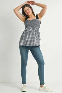 Quinn Gingham Shoulder Tie Top - Yo Mama Maternity