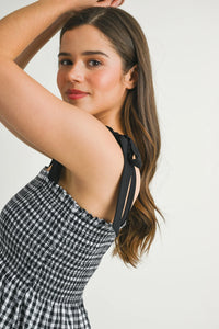 Quinn Gingham Shoulder Tie Top - Yo Mama Maternity