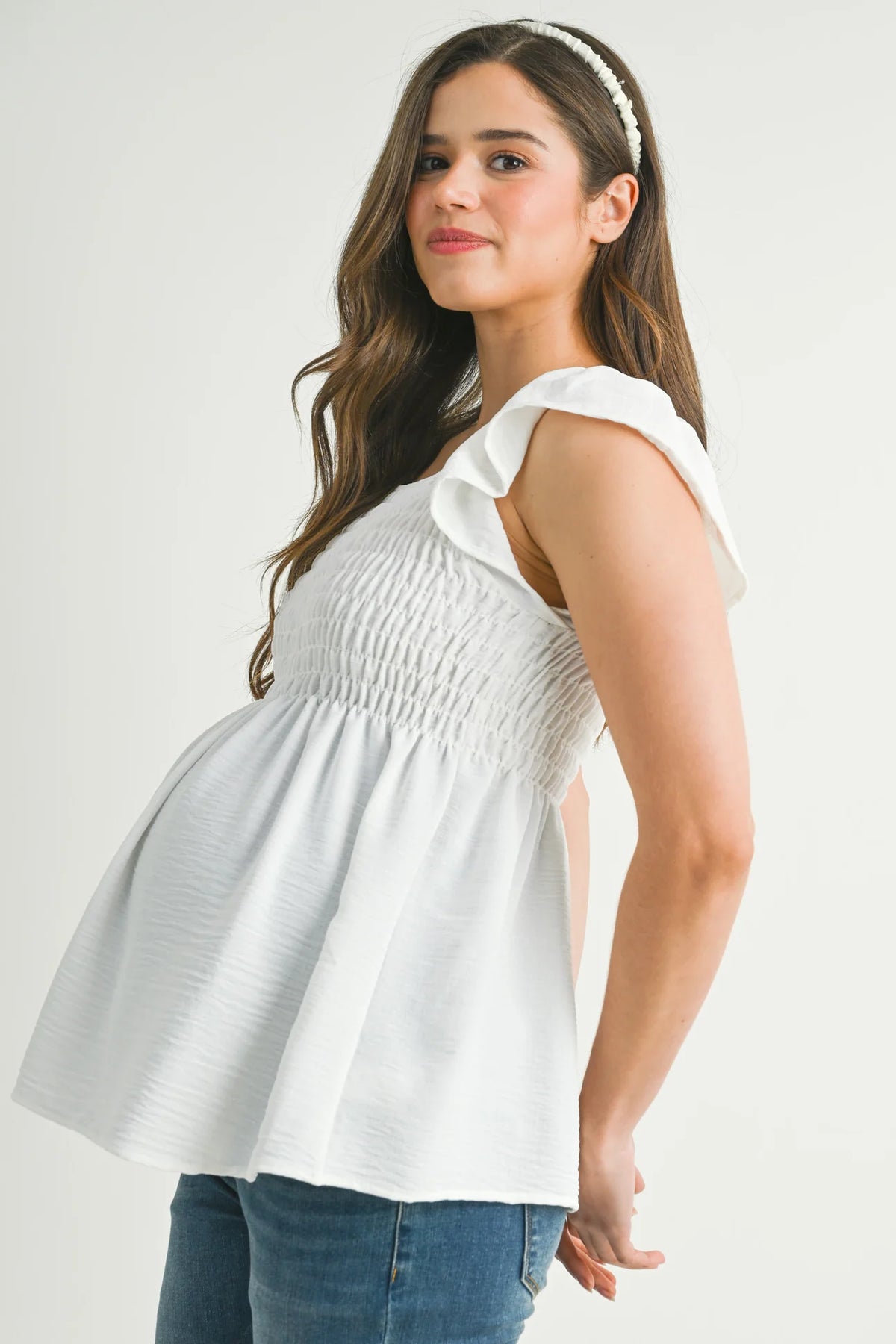 Flutter Sleeve Smocked Top - Yo Mama Maternity
