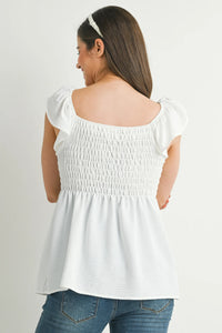 Flutter Sleeve Smocked Top - Yo Mama Maternity