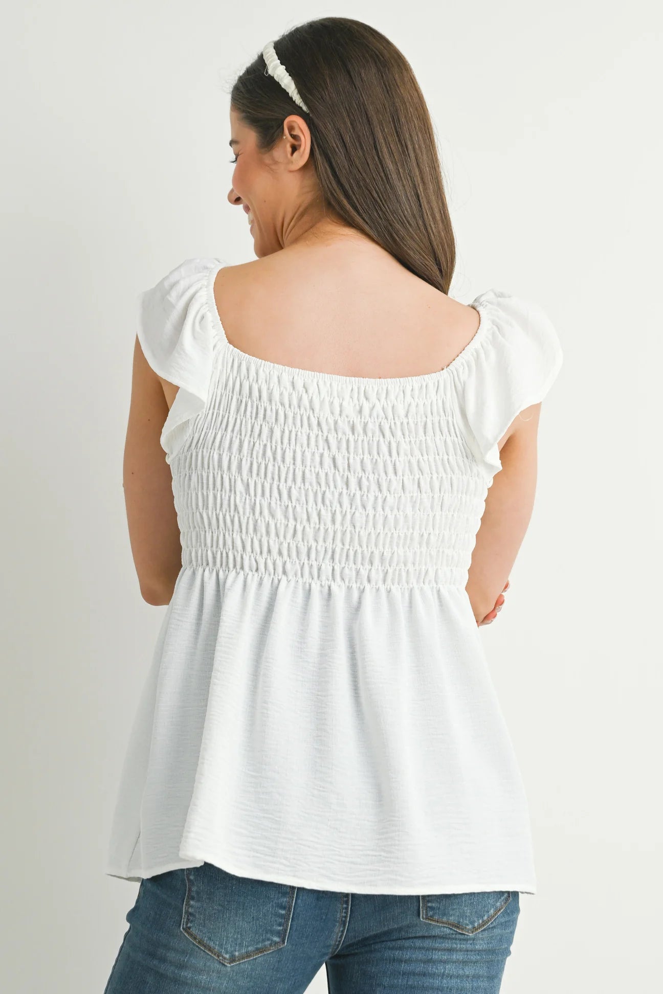 Flutter Sleeve Smocked Top - Yo Mama Maternity