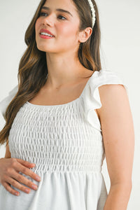 Flutter Sleeve Smocked Top - Yo Mama Maternity