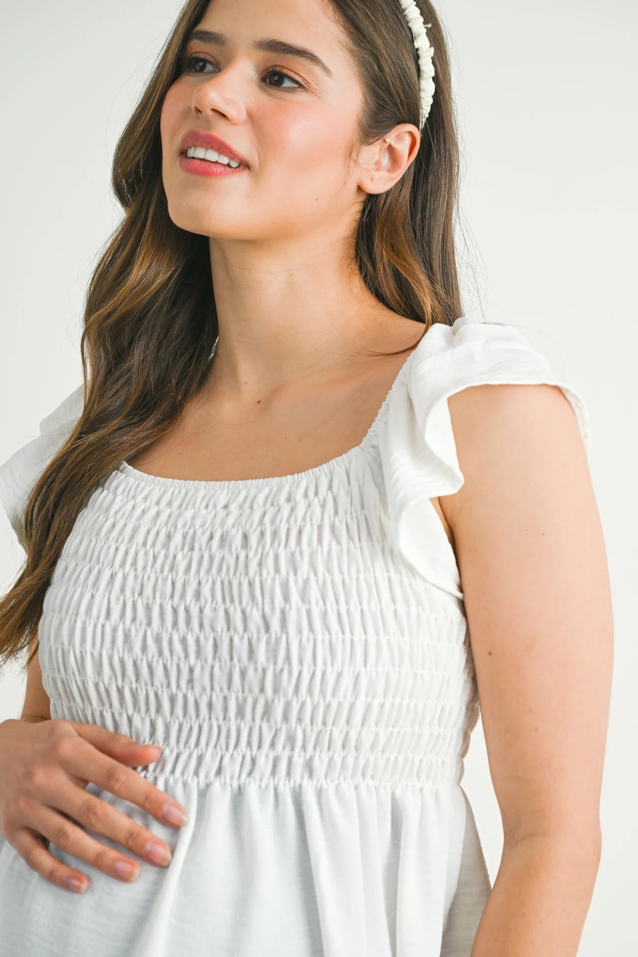 Flutter Sleeve Smocked Top - Yo Mama Maternity
