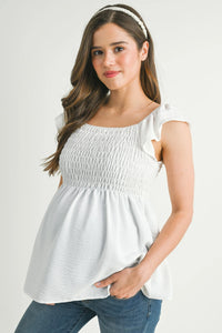 Flutter Sleeve Smocked Top - Yo Mama Maternity