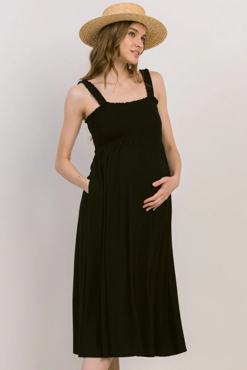 Ruched Top Midi Dress - Yo Mama Maternity