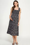 Shoulder Tie Floral Midi Dress - Yo Mama Maternity