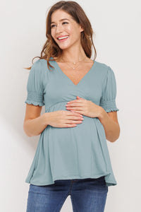 VNeck Top W/ Banded Sleeve - Yo Mama Maternity