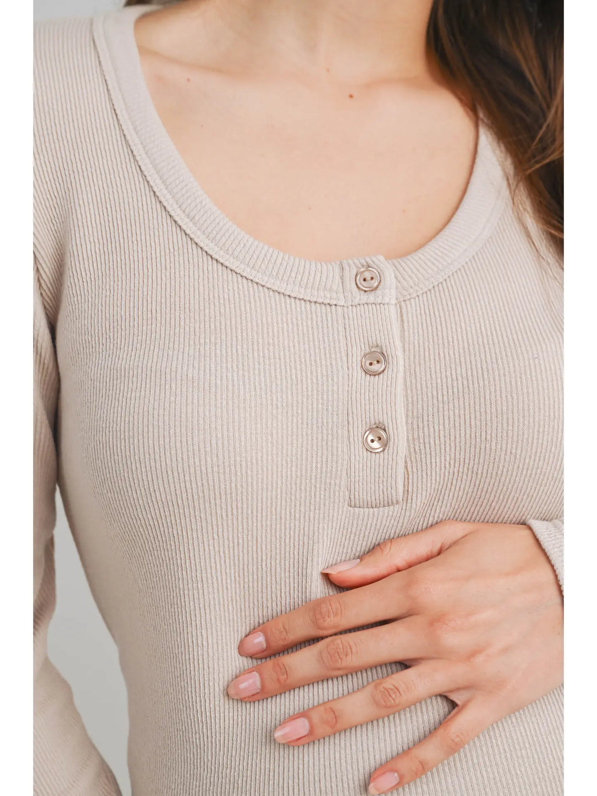 Tara Ribbed Button Henley - Yo Mama Maternity