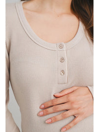 Tara Ribbed Button Henley - Yo Mama Maternity