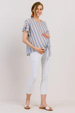 Stripe Flutter Sleeve Blouse - Yo Mama Maternity