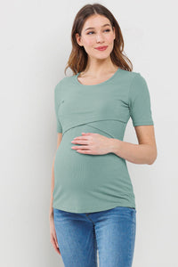 Ribbed Double Layer Solid Tee - Yo Mama Maternity