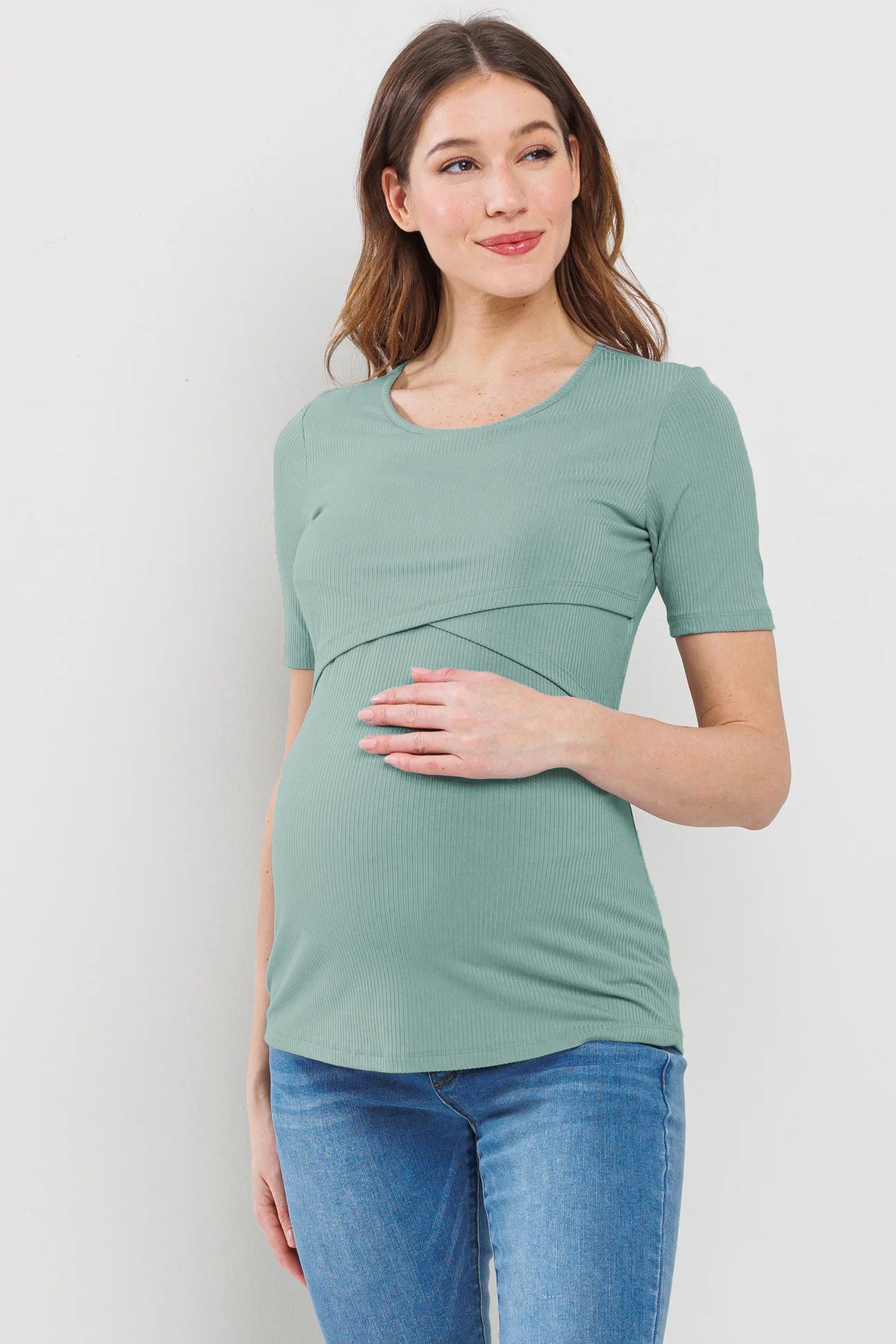 Ribbed Double Layer Solid Tee - Yo Mama Maternity