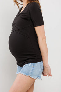 Ribbed Double Layer Solid Tee - Yo Mama Maternity