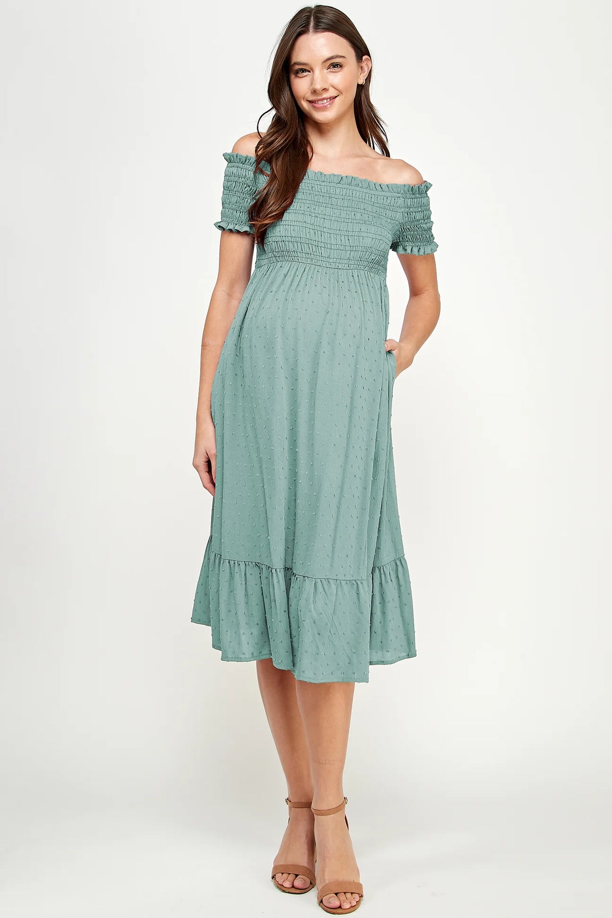 Dawson Smocked Midi Dress - Yo Mama Maternity
